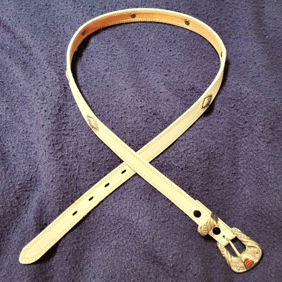 Nocona White Leather Concho Skinny Western Belt (Medium to Large) - Picture 1 of 3